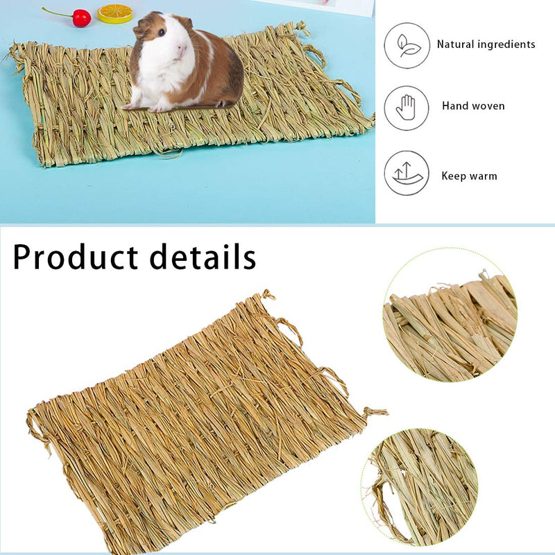 PINVNBY Grass Mat for Rabbit, Bunny Natural Straw Woven Bed, Small Animal Cages Hay Mat Sleeping Chewing, Nesting and Toys for Bunny Guinea Pig Hamster and Rat Bed Mat 6 Pcs - BeesActive Australia