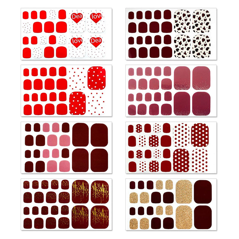 SILPECWEE 20 Sheets Adhesive Toenail Polish Strips Full Wraps Heart Solid Color Nail Art Stickers Decals Manicure Tips for Women 1Pc Nail File NO3 - BeesActive Australia