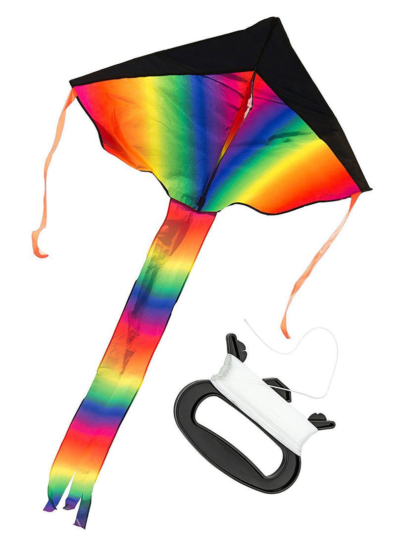 [AUSTRALIA] - Rainbow Delta and Diamond Kite (2sets) Kite for Kids Kite for Adults Easy Flying with Tail Flyer line and Handle Perfect for Outdoor Fun Beach Toys and Park Sports Comes with Carrying Bag 