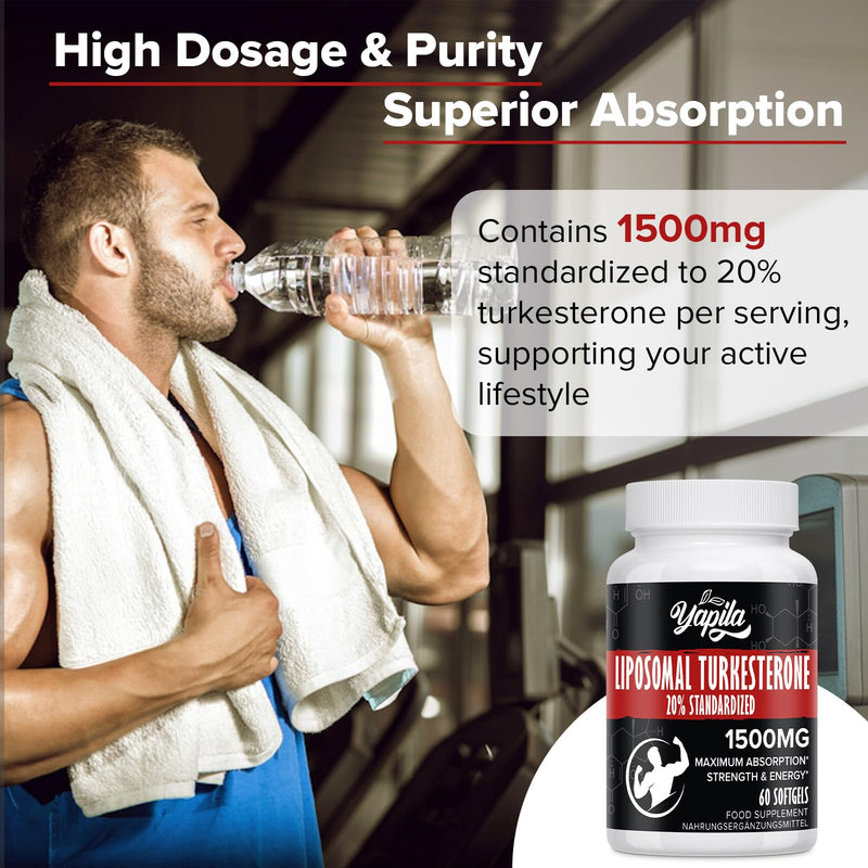 Liposomal Turkesterone Supplement - 1500mg Ajuga Turkestanica Extract, Standardized to 20% Turkesterone, Max Absorption, High Strength for Bodybuilding, No Additives, Non-GMO 60 count (Pack of 1) - BeesActive Australia