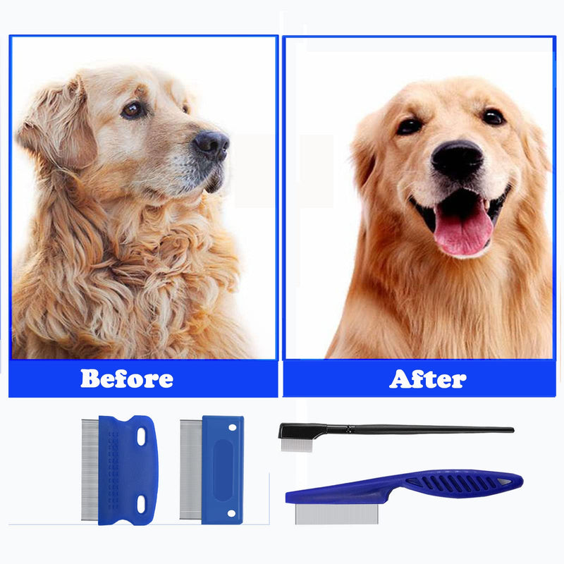 5 Pieces Pet Dog Eye Combs Tear Stain Remover Combs Pet Grooming Comb,Pet Lice Comb Remove Fleas and Flea Eggs Pet Comb for Removal Dandruff, Hair Stain,for Small Pet Cat Dogs Removing Crust and Mucus(Blue, Black). (5-Set) 5-Set - BeesActive Australia