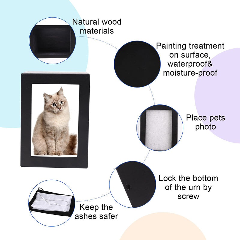 NEWDREAM:pet Cremation Box with Photo Frame,Dog urns for Ashes,pet Urns, Dog Cremation Box for Ashes, Pet Ashes Photo Box,Ash Box for Cat or Dog, Wood Keepsake Memorial Urns. (Black) black S - BeesActive Australia