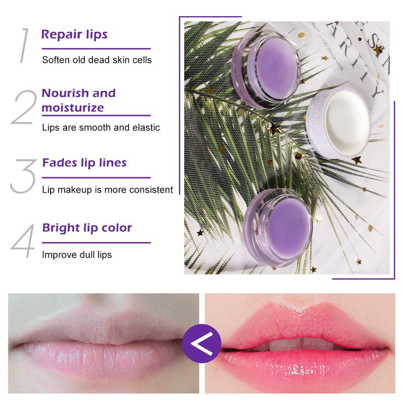 Lip Sleep Mask with Collagen Peptide, Lavender Lip Scrub Overnight Moisturizer for Lip Skin Care and Lip Treatment Repairs Dry, Chapped, Peeling, Cracked Lips(Lavender) - BeesActive Australia