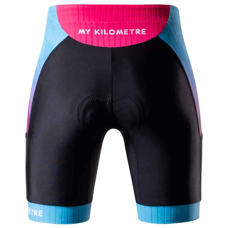 MY KILOMETRE Womens Triathlon Shorts 8” Inseam Tri Shorts with Side Pockets Adjustable Drawstring Blue US S (Waist: 27"-29") - BeesActive Australia