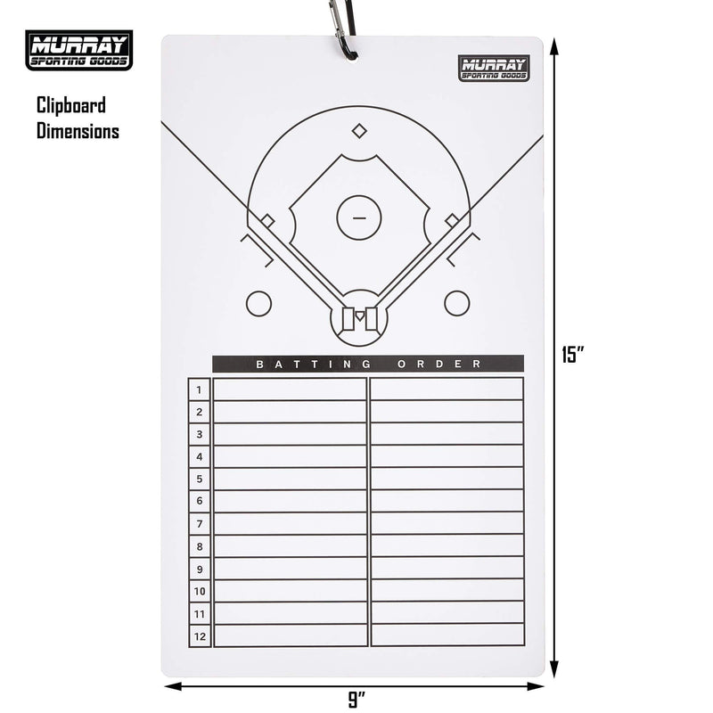 Murray Sporting Goods Dry Erase Baseball Coaches Clipboard - White Baseball Coach Lineup Board | Perfect Coaches Gift for Baseball & Softball Coaches - BeesActive Australia
