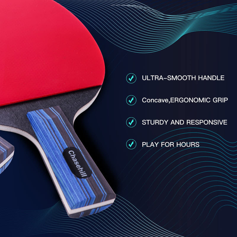 Ping Pong Paddles - Chasehill High-Performance Sets with Premium ,Table Tennis Rackets, 3 pcs Ping Pong Balls, Compact Storage Case | Table Tennis Racket Set of 2 2-player-set-short - BeesActive Australia