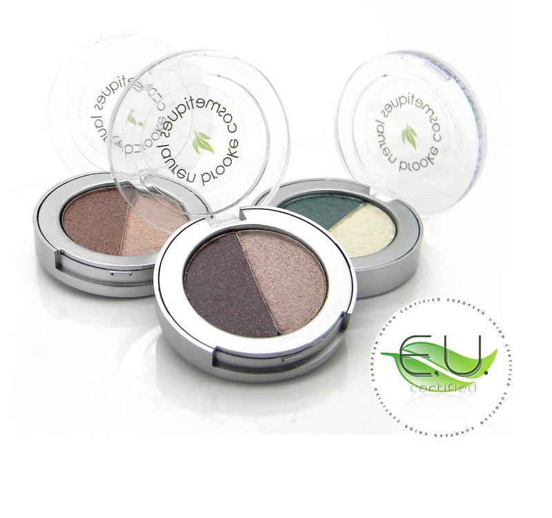 Lauren Brooke Cosmetiques Pressed Eyeshadow Duo, Natural, Organic Makeup (Taupe/Tahiti) - BeesActive Australia