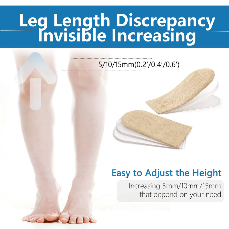 PrettSole Adjustable Heel Lifts(3 Layers), 5mm to 15mm Height Increase Insoles for Leg Length Discrepancy - Small Shoe Lifts for Women, Shoe Inserts Comfort Half Foot Pads for Heel Pain - 1 Pair Small(3 Lays) - BeesActive Australia