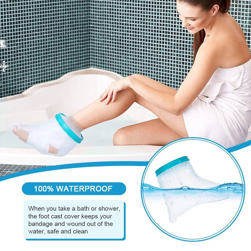 Waterproof Foot Cast Cover for Shower Bath, Foot Protector Adult Keep Ankle Leg Cast Bandage Dry, Watertight Shower Boot Bag for Broken Toe, Wound, Burns, Injuries, Reusable Plaster Seal Tight 11 Inch - BeesActive Australia