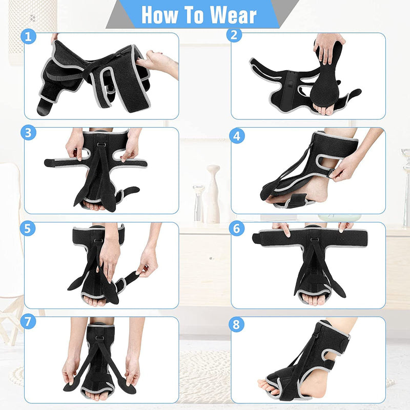 WOSHSHEN Plantar Fasciitis Night Splint, Adjustable Plantar Fasciitis Relief Night Splint for Women & Men, Relief Brace for Plantar Fasciitis Relief, Achilles Tendonitis and Foot Drop (Black, Large) Black - BeesActive Australia