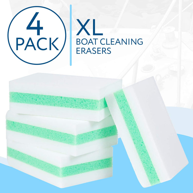 [AUSTRALIA] - Boat Scuff Eraser 4 Pack - XL Eraser Boat Cleaner - Made In USA- Effectively Cleans Marks & Dirt from Fiberglass, Aluminium, Gelcoat, Plastic & Metal - Marine Vessel Products Boat Scuff Accessories 