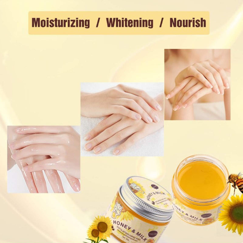 Honey Milk Moisturizing Peel Off Hand Wax Mask, 2pcs Moisturizing Exfoliating Hand Wax Whitening Nourishing Hand Remove Dead Skin 50g - BeesActive Australia