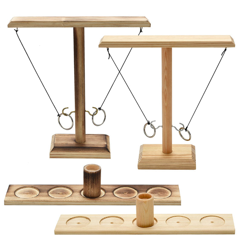 Hook and Ring Game Handmade Wooden Toss Game Screw Fixed Ring Toss Game Ring Toss Tabletop Game Party Games Backyard Games for Kids and Adults carbon black - BeesActive Australia