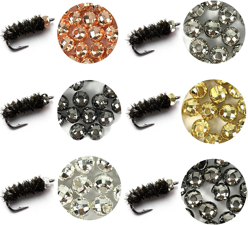 Aventik Think Fast Think Deep Beads 50pc Tungsten Beads Diamond Faceted Slotted Fly Tying Materials 10 Colors / 5 Sizes Fly Fishing Reflex Faceted Jig Hook gold 7/64''(3.0mm) - BeesActive Australia