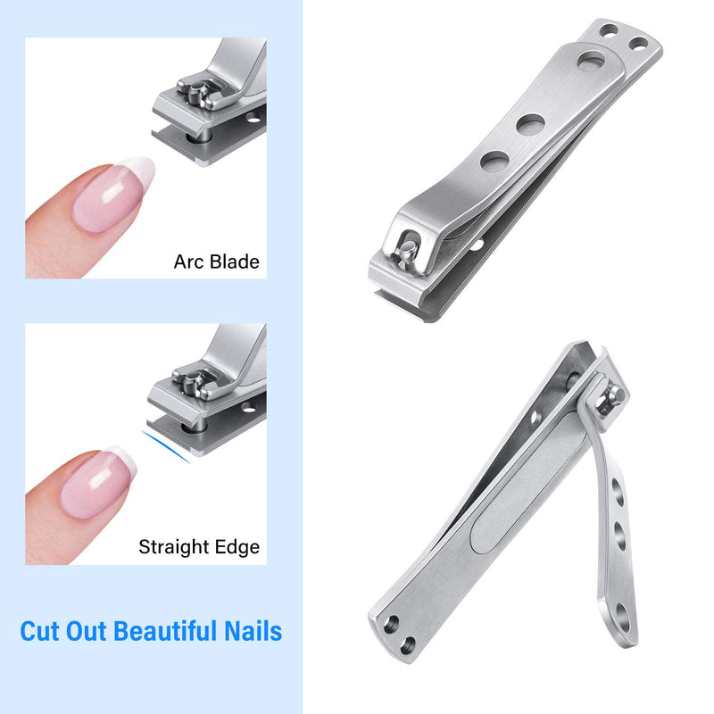 2 Pieces Straight Edge Toenail Clippers, Nail Clipper Set, Strong Toenail Clippers, Large Wide Jaw Fingernail Toenail Clippers for Thick Nails Fingernail and Toenail Clipper for Men - BeesActive Australia