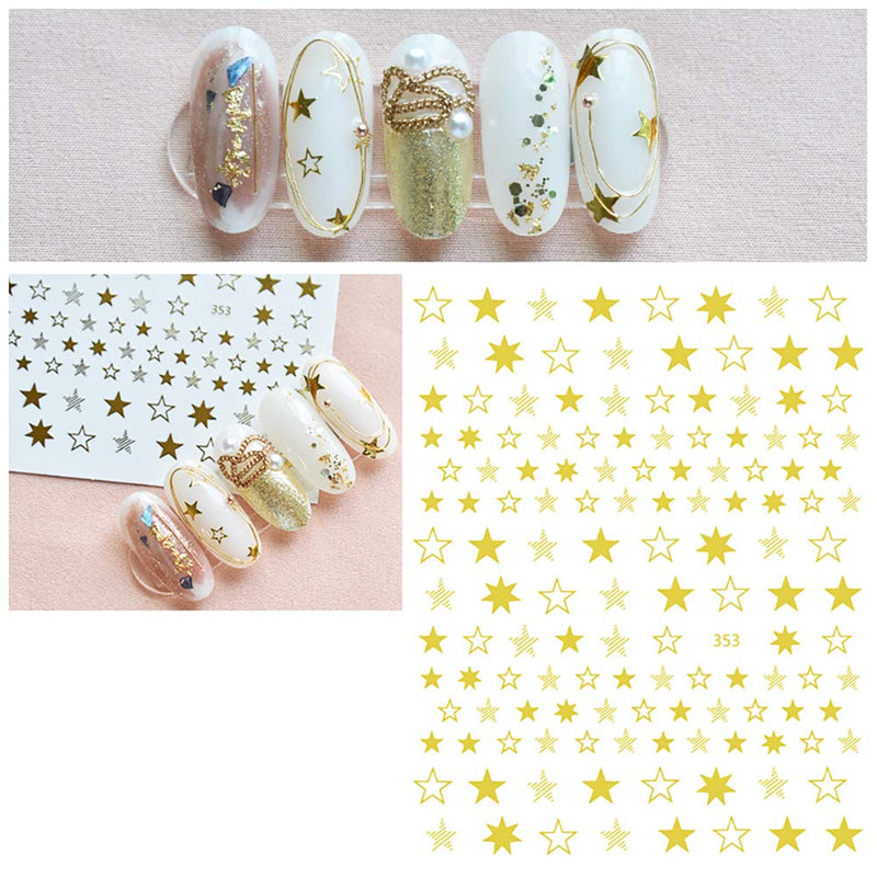 Star Nail Art Stickers 7 Sheets 3D Self-Adhesive Nail Art Decals Holographic Laser Nail Art Supplies Nail Slider Stars Stickers Glitter Shiny DIY Decoration Design Manicure Tips - BeesActive Australia