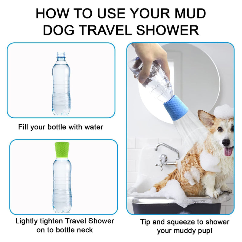 Bongpuda Portable Outdoor Dog Shower Heads Attachment, Pet Grooming Tool, Dogs Accessories for Traval Beach and Camping, Dog Hiking Bathing Gear - Fits 2 Liter Soda Bottles - Dog Shower Cap Orange - BeesActive Australia