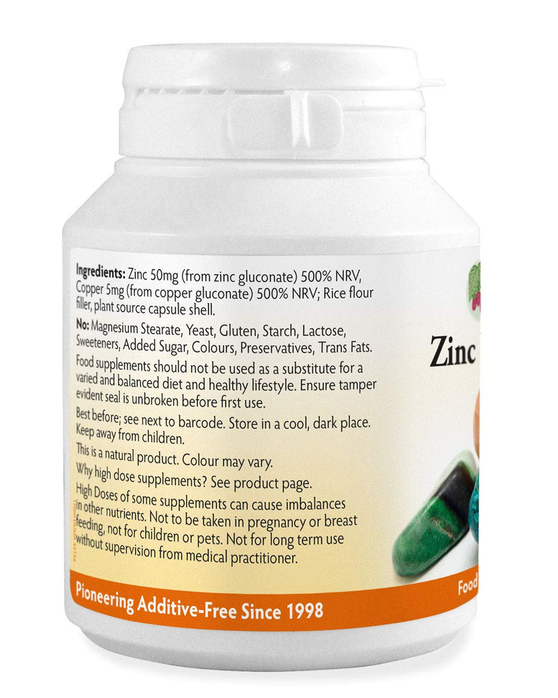 Zinc Ultra Complex 50mg 90 Capsules, Without Magnesium Stearate, Zinc contributes to The Normal Function of The Immune System & to The Maintenance of Normal Skin, Hair & Nails, Made in Wales - BeesActive Australia