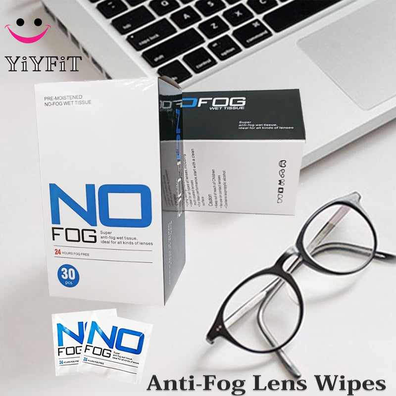YiYFiT 3 Packs of 30 Total 90 Wipes Anti-Fog Lens Wipes,No Fog Glasses Wipes Lift the Fog Lasts 24hrs Glasses Cleaner Wipes Ideal for All Lenses Goggles Camera Lenses Screens Tablets - BeesActive Australia