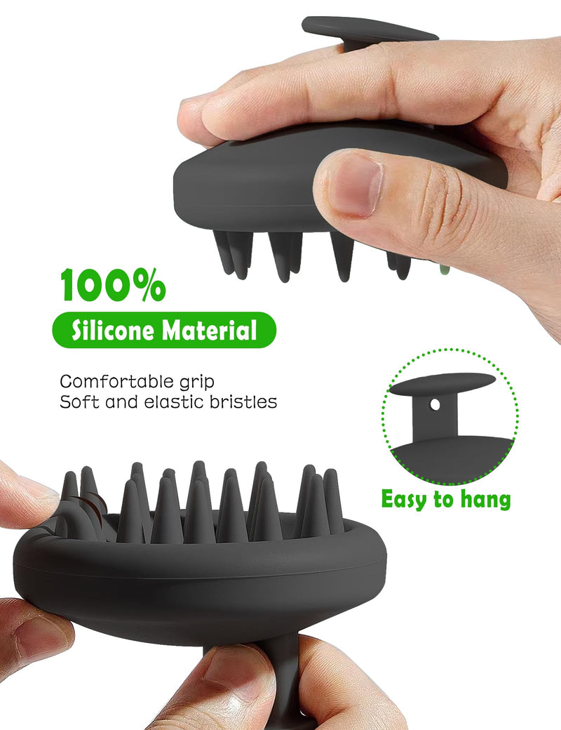 SIVLKI Scalp Massage Brush, Scalp Massager, Silicone Shampoo Brush, Scalp Massage for Exfoliating and Head Massage [Wet, Dry] to Remove Dandruff and Stimulate Hair Growth (Black) Black - BeesActive Australia