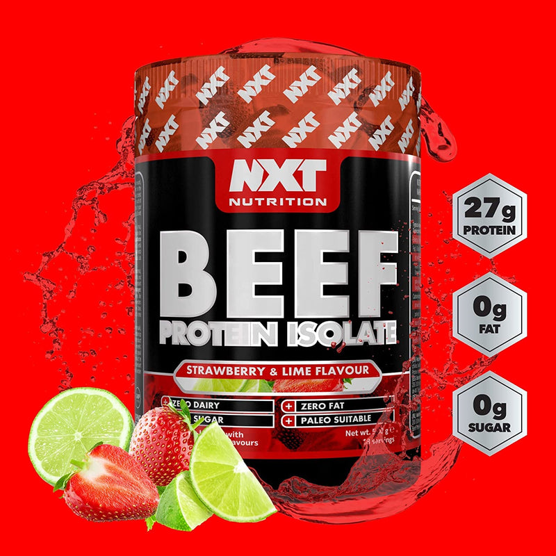 NXT Beef Protein Isolate 540g - High Protein Powder in Natural Amino Acids - Paleo, Keto Friendly - Dairy and Gluten Free | 540g (Strawberry & Lime) - BeesActive Australia