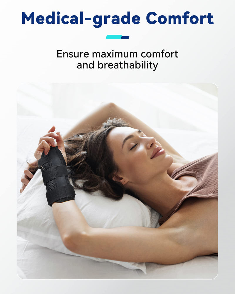 Fitomo Wrist Support with 3 Metal Splints and Soft Thumb Opening, Wrist Splint for Carpal Tunnel Arthritis Tendonitis Sprains, Hand Splint for Night Support Sleeping, 1 Unit, Right Hand S/M Right-Purple - BeesActive Australia