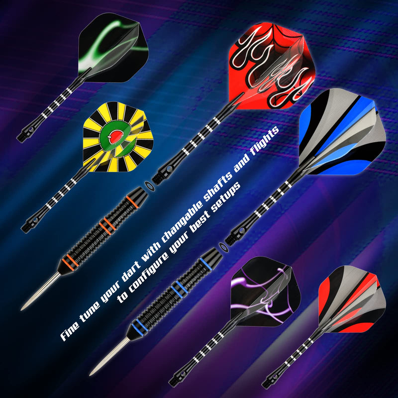 Formula Sports Steel Tip Dart Set,12Pcs Professional Barrels with 18 Aluminium Shafts, 21 Flights, 20 O-rings Adaptor.Beer Mug Sharpener, Toolkit, Flight Protector, Checkout Table Card, Gift Darts Box - BeesActive Australia