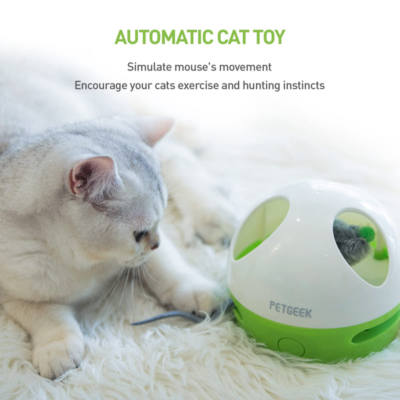 PETGEEK Interactive Cat Toy, Hide Mouse Cat Toy with Squeaky Mouse, Electronic Automatic Cat Toys with Catnip Filled Hidey Mouse, Cat Toys Interactive for Indoor Cats Exercise & Game green - BeesActive Australia