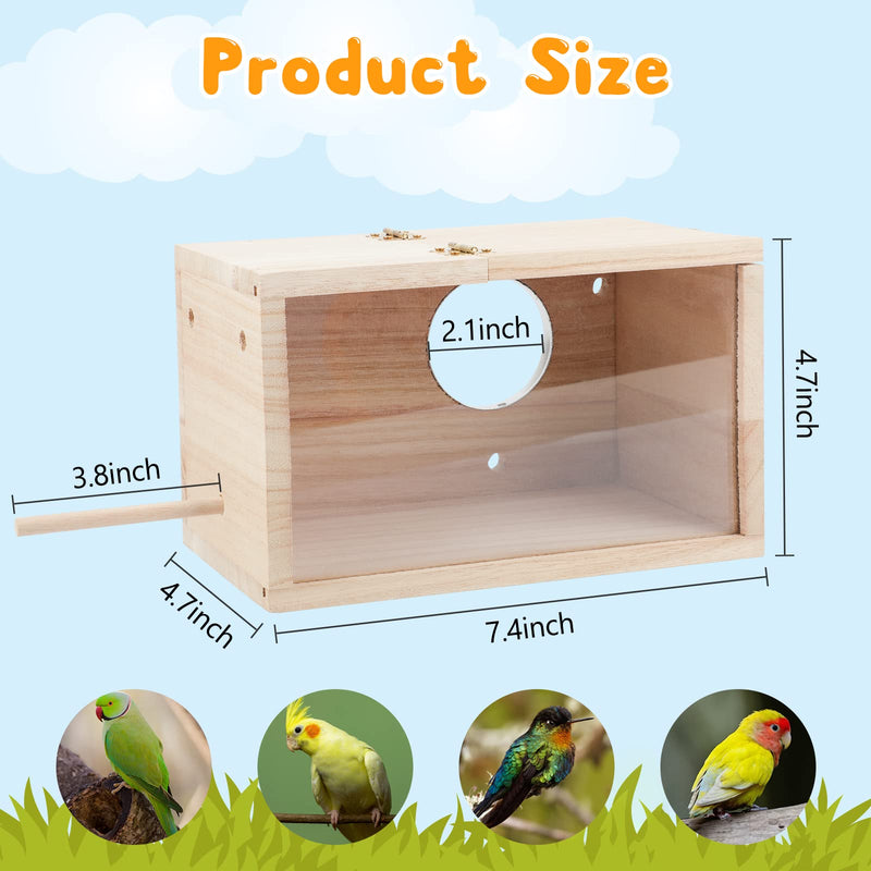 Rypet Parakeet Nesting Box Transparent Design, Bird Nest Breeding Box with Perch Wood Bird Cage House for Cockatiel Lovebirds Budgie Finch Parrotlets Canary Conure Small - BeesActive Australia