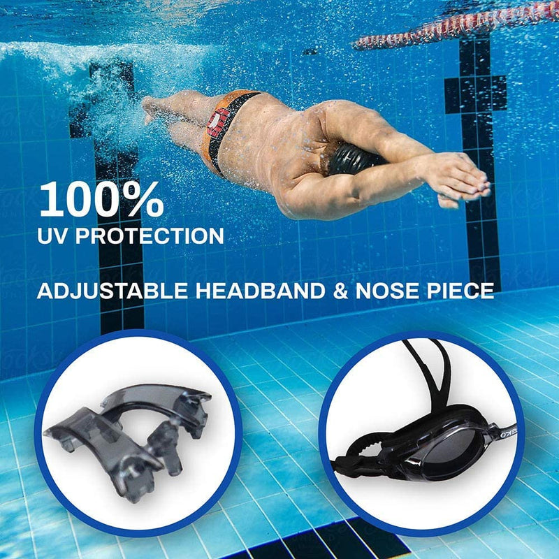 Sight Swimming Goggles Adult Black UV Tint by Sports World Vision -6.00 - BeesActive Australia