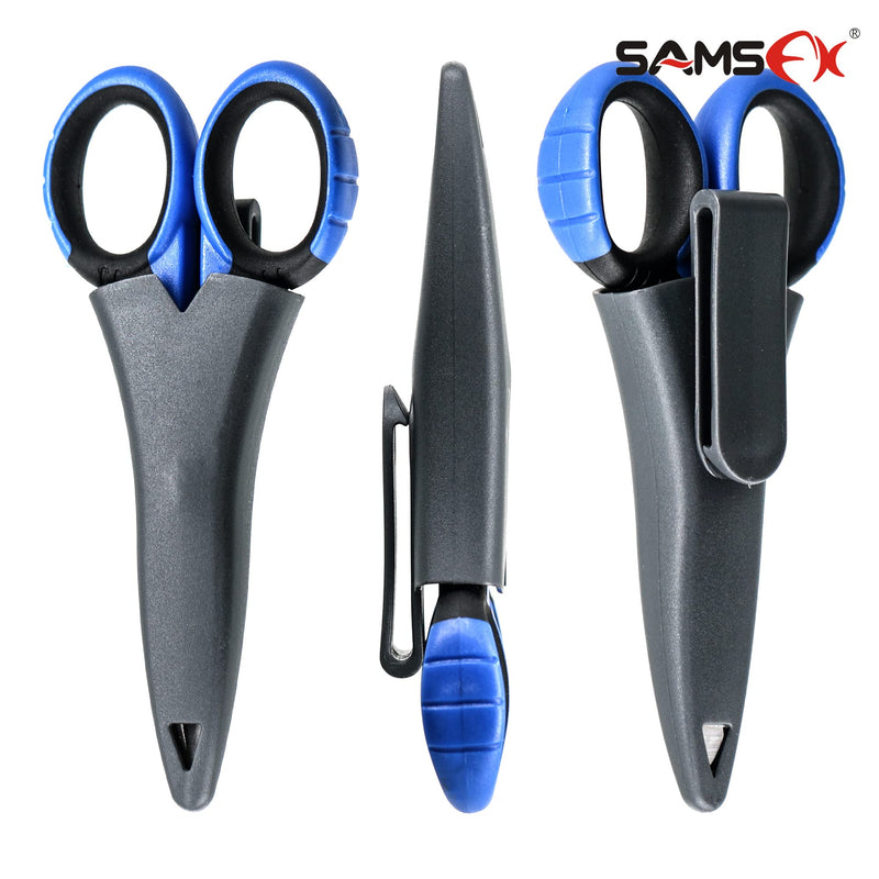 SAMSFX Fishing Heavy Duty Anti-Slip Serrated Edge Scissors Saltwater Freshwater Braid Scissors Braided Line Cutter with Plastic Belt Case Sheath Kit - BeesActive Australia