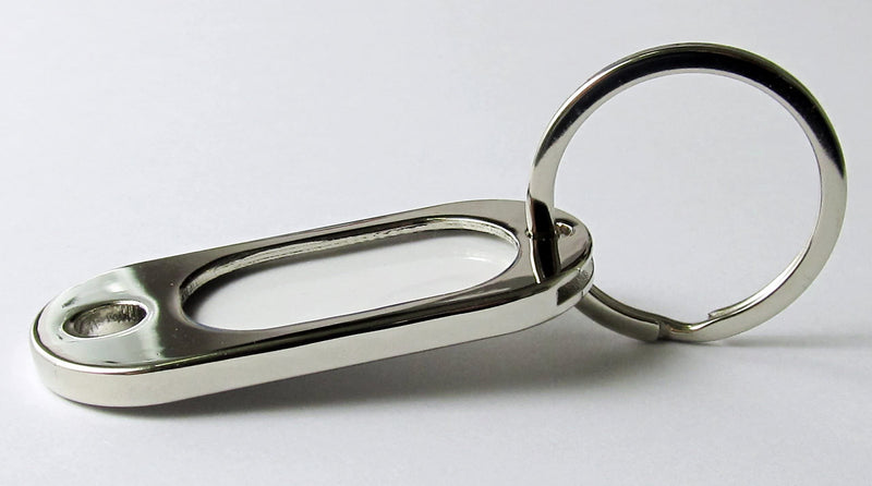 HEAVY DUTY QUALITY NICKEL PLATED METAL KEY TAG FOB WITH BLANK INSERT FOR YOUR OWN TEXT - BeesActive Australia