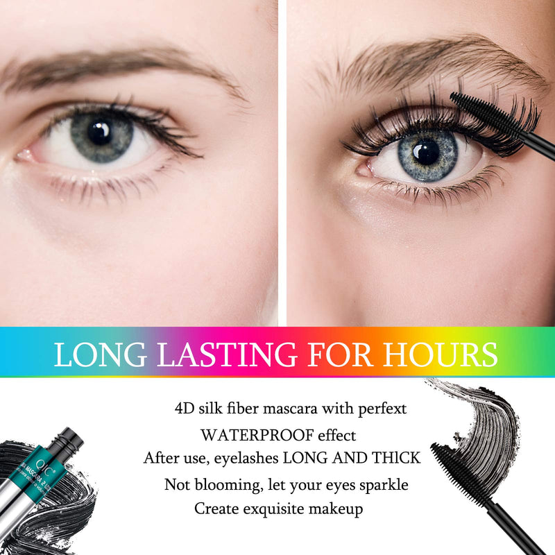 4D Silk Fiber Lash Mascara,2 in 1 Thrive Mascara Lengthening & Thicking Lash,Long Lasting Waterproof Mascara,Smudge-Proof, No Clumping,Voluminous Eyelashes,No Smudging Lasting All Day - BeesActive Australia