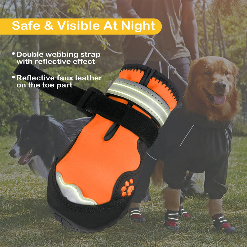 Dog Boots & Paw Protectors, Dog Booties for Hot Pavement, Dog Rain Boots, Dog Snow Winter Boots, Dog Shoes for Small Medium Large Dog Orange Size 1: Width 1.38'' ~1.57'' (Pack of 4) - BeesActive Australia