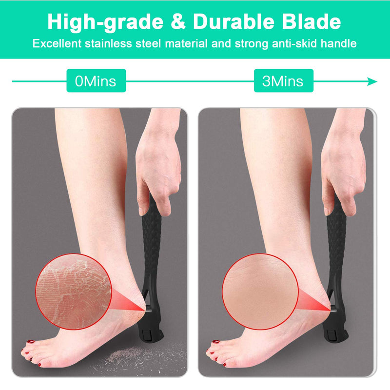 Pedicure Callus Shaver Hard Skin Remover, Heel Scraper For Feet, Foot File Callus Remover for Dry Wet Foot Heel Callus, Dead, Cracked Skin for Women Men,10 Blades, Black - BeesActive Australia