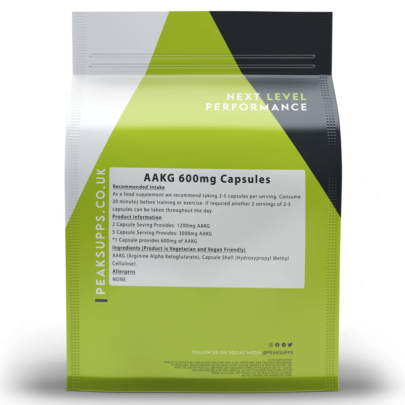 AAKG 600mg Capsules - L-Arginine Alpha Ketoglutarate - Nitric Oxide Booster Pre Workout Booster Pump (30 Capsules) 30 Capsules - BeesActive Australia