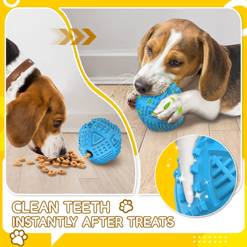 Dog Balls Treat Dispensing Dog Toys, Dog Toys for Aggressive Chewers Large Breed, Nearly Indestructible Squeaky Dog Chew Toys for Large Dogs, Natural Rubber Dog Puzzle Toys, Tough IQ Dog Treat Balls BALL-Blue - BeesActive Australia