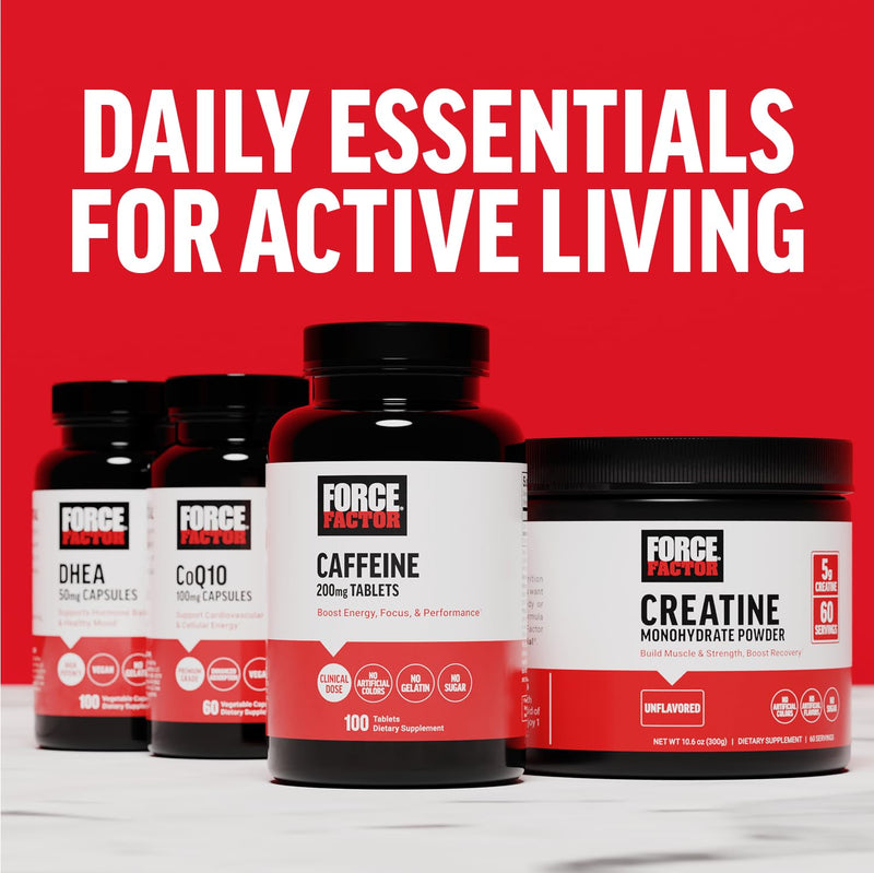 Force Factor Caffeine Pills 200mg, Caffeine Tablets to Boost Energy, Focus, Strength, and Performance, Premium Quality Caffeine Pills and Energy Supplement, 100 Tablets - BeesActive Australia