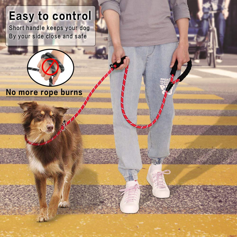 PLUTUS PET Slip Lead Dog Leash, Anti-Choking with Traffic Padded Two Handles, Reflective Strong Sturdy Heavy Duty Rope Leash, 6FT Dog Training Leash for Medium Large Dogs 6 ft Red - BeesActive Australia