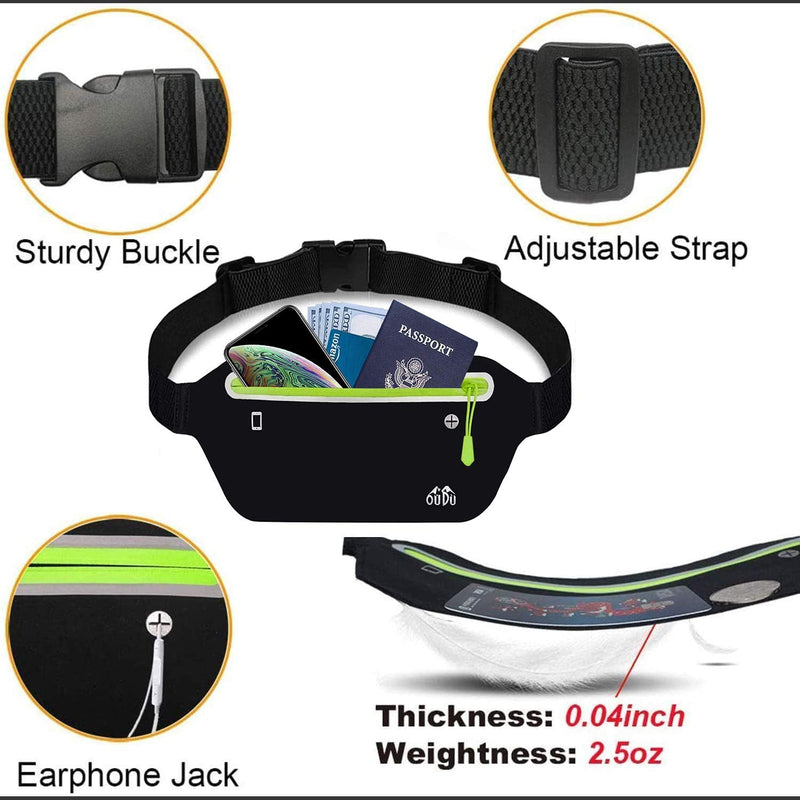 Slim Running Belt Fanny Pack, Fitness Workout Exercise Waist Pack Bag for Phone, Ultra Light Runners Belt for Men Women Black-1 - BeesActive Australia