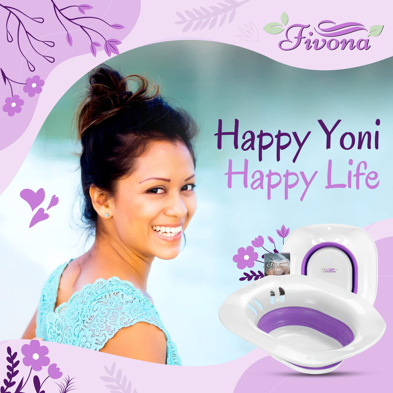 Fivona Sitz Bath V Seat for Soak and Steam Postpartum Care - Expandable Seat - Vaginal Steaming Tub - Collapsible Basin for Hemorrhoids Treatment - BPA Free Temperature Resistant - Universal Fit White-Purple - BeesActive Australia