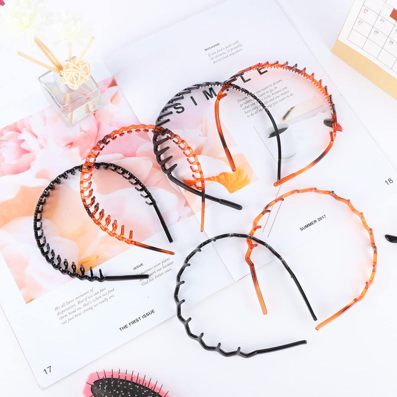 6 Pcs Tooth Hairbands for Women Girls, Plastic Hair Bands Tooth Hair Comb Headband Wavy Hair Hoop for Hair Styling - BeesActive Australia