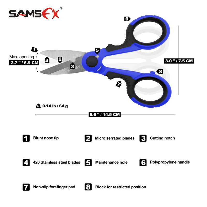 SAMSFX Fishing Heavy Duty Anti-Slip Serrated Edge Scissors Saltwater Freshwater Braid Scissors Braided Line Cutter with Plastic Belt Case Sheath Kit - BeesActive Australia