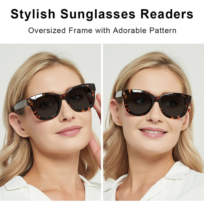 JiSoo Reading Glasses Women/Men Designer Oversized Readers, Thick Large Round Ladies Reading Glasses S-tortoise(reading Glasses Shades) 2.75 x - BeesActive Australia