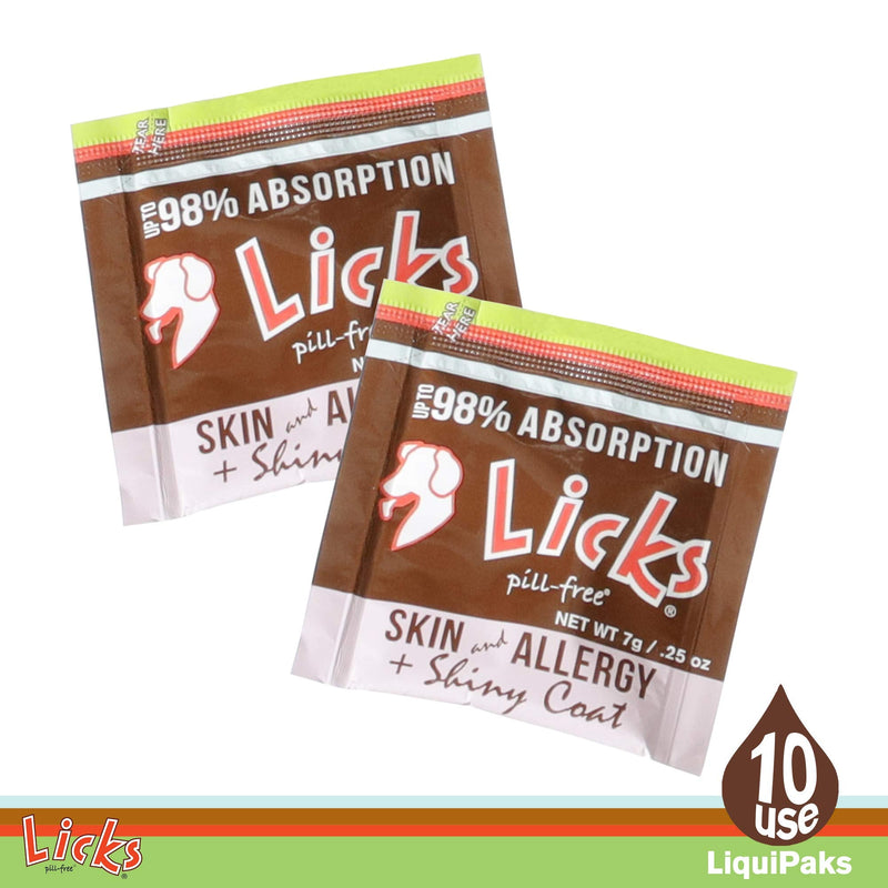 Licks - Skin & Allergy for Dogs - LiquiPaks - 10 Use - BeesActive Australia