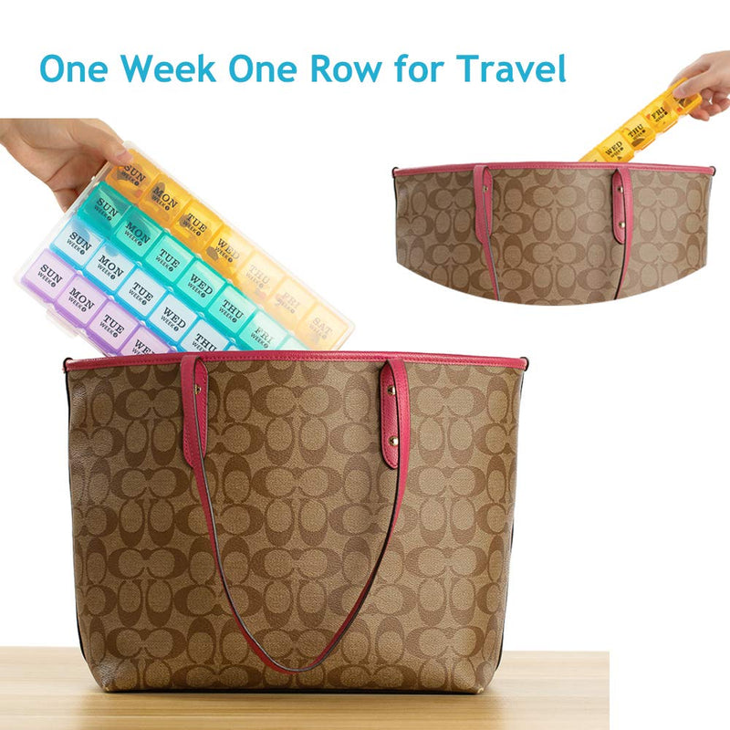 Mossime Large Monthly Pill Box Organiser 4 Week, Pill Boxes 7 Day 1 Times a Day Compartments Tablet Organiser Box 28 Day with Dust-Proof Case Vitamin Meds Supplement Container for Family Multicoloured - BeesActive Australia