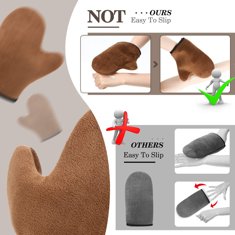 4 Packs Self Tanning Mitt Applicators Sunless Tanning Mittens Double Sided Self Tanning Gloves Reusable Tanner Applicator Mittens Brown Tanner Gloves with Thumb - BeesActive Australia