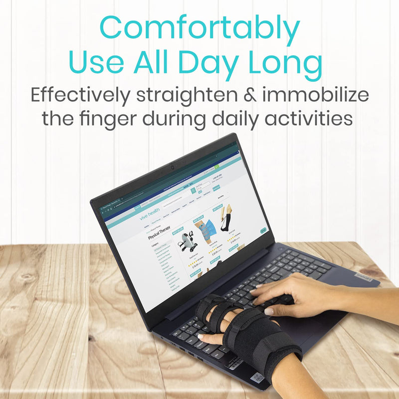 Vive Dual Trigger Finger Splint - Hand Support -Immobilizer For Middle, Pinky, Metacarpal And Ring Fingers - Straightening Braces For Contractures And Broken Fingers And Arthritis - For Men And Women Black - BeesActive Australia