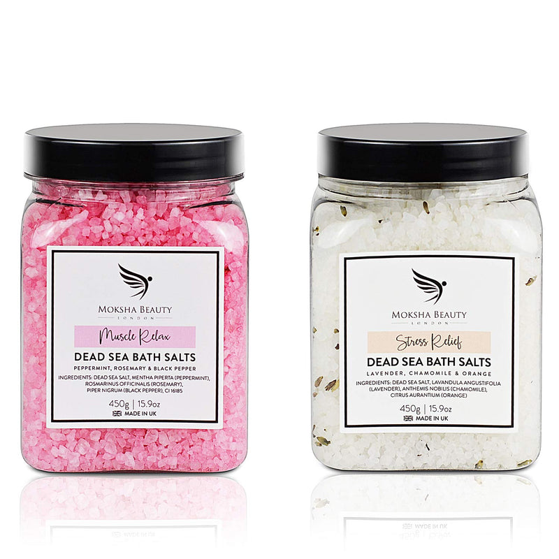 Bath Salts Muscle Soak - Made in UK (450g) Natural Dead Sea Salts for Women, Men, Girls and Kids. Luxury Detox with Essential Oils Muscle Relax - BeesActive Australia