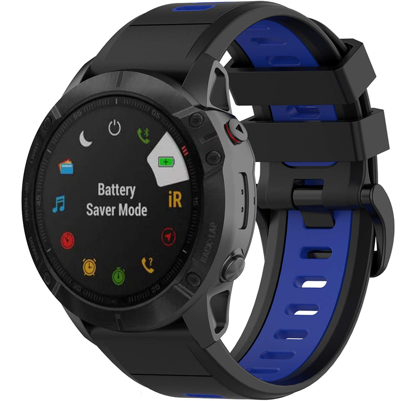 Compatible with Garmin Fenix 6X Sapphire Bands for Women Men, 26mm Quickfit Silicone Replacement Bands Straps Accessory Wrist Bands Fit for Garmin Fenix 5X Plus, Fenix 6X Pro, Fenix 3 Blue - BeesActive Australia